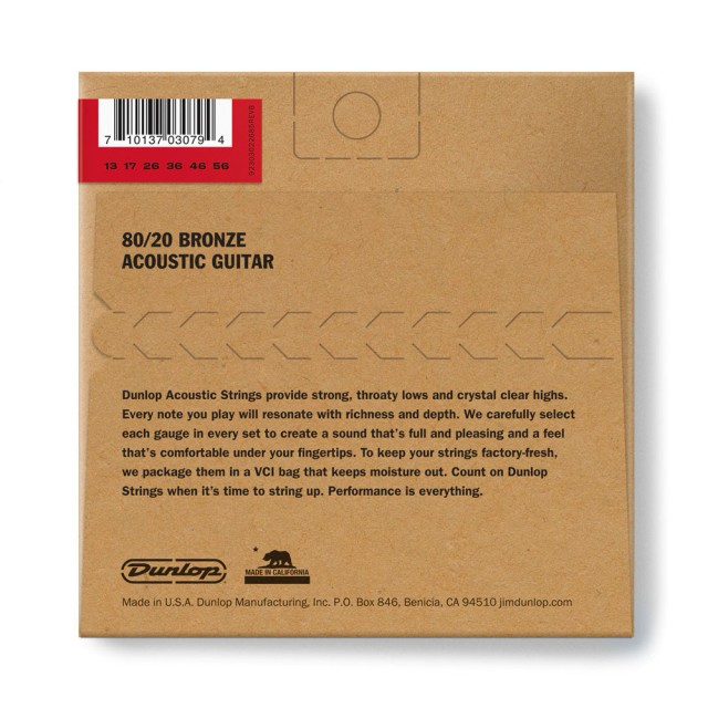 DUNLOP DAB1356 80/20 BRONZE ACOUSTIC GUITAR STRINGS (13-56)