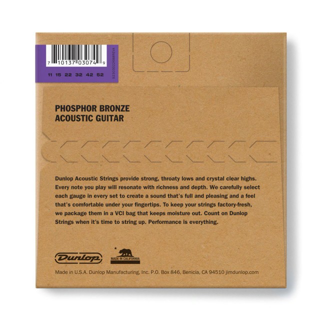 DUNLOP DAP1152 PHOSPHOR BRONZE ACOUSTIC GUITAR STRINGS (11-52)