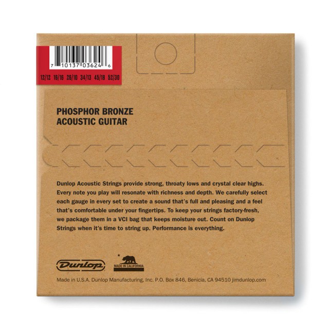 DUNLOP DAP1252J PHOSPHOR BRONZE ACOUSTIC GUITAR STRINGS 12-STRING SET (12-52)