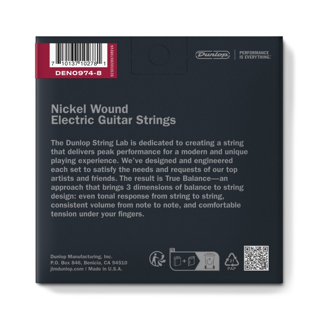 DUNLOP DEN09748 NICKEL WOUND ELECTRIC GUITAR STRINGS 09-74 8-STRING