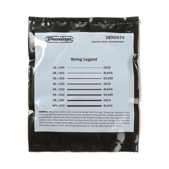DUNLOP DEN09748 NICKEL WOUND ELECTRIC GUITAR STRINGS 09-74 8-STRING