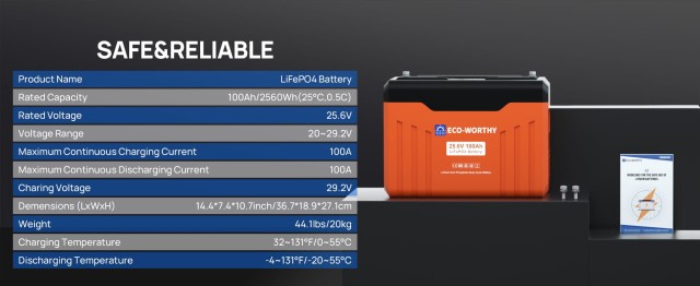 ����������� Eco-Worthy LiFePO4 25,6V 100Ah