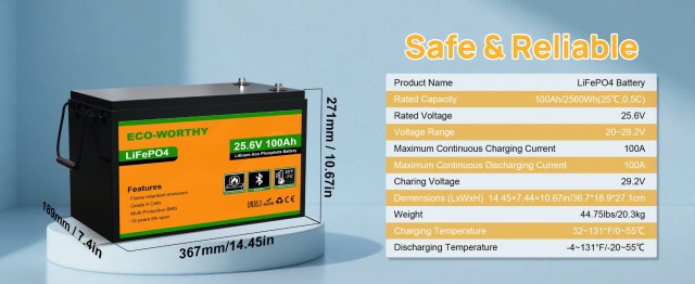 ����������� Eco-Worthy LiFePO4 25,6V 100Ah Low-Temp