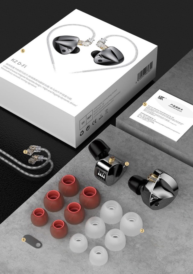 KZ Audio D-FI WITH SWITCH GRAY NO MIC