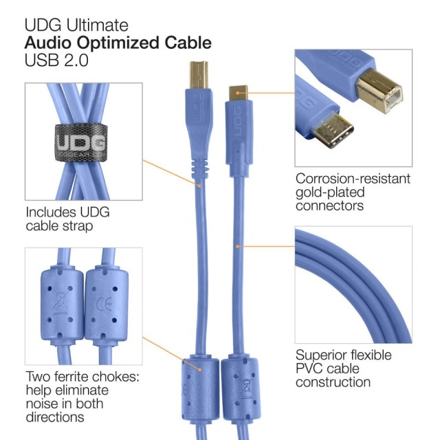 UDG Ultimate Audio Cable USB 2.0 C-B Blue 1,5m