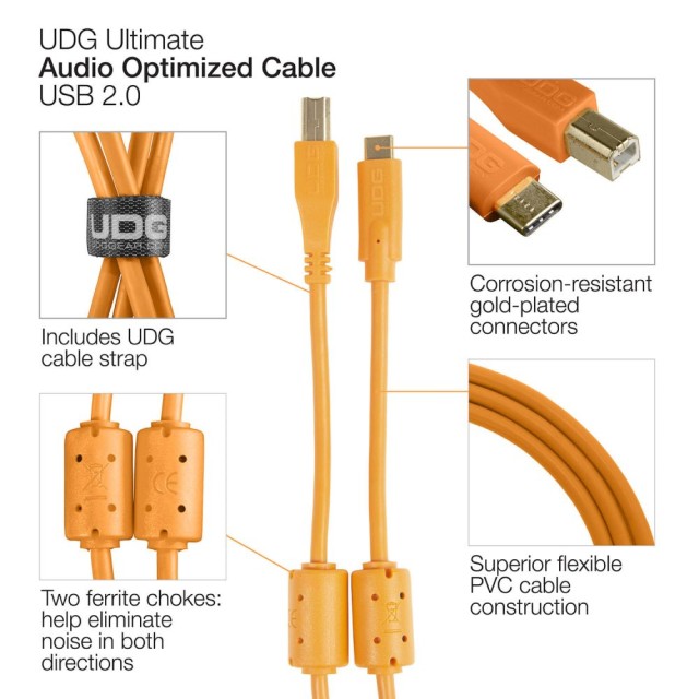 UDG Ultimate Audio Cable USB 2.0 C-B Orange 1,5m