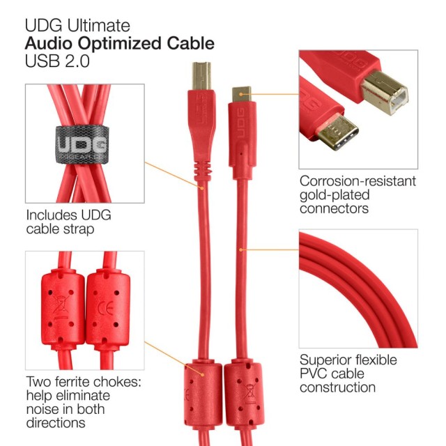 UDG Ultimate Audio Cable USB 2.0 C-B Red 1,5m