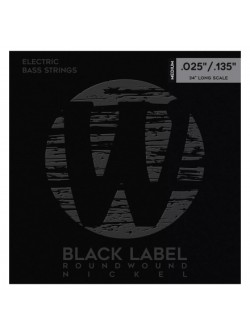 WARWICK 41401 Black Label, Nickel-Plated, Medium 6-String (25-135)